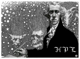 Lovecraft en gentilhomme du XVIII ème par VIRGIL FINLAY ( circa 1937 )