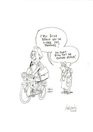 Philippe Bercovici - Dessin publié dans le journal Spirou 4320 pour annoncer la sortie du tome 3 de Spirou l'espoir malgré tout - Illustration originale