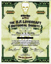 Mon certificat d'appartenance à la H-P LOVECRAFT HISTORICAL SOCIETY