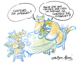 Jean-Yves Ferri - "Chatons sur internet ?" - Original Illustration