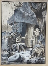 Georges Devy - "Les sculpteurs de Laugerie-Basse" - Illustration originale