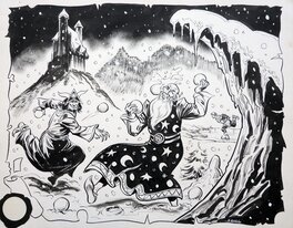 Karel Biddeloo - Smits kalender 1986 - Winterpret - Original Illustration