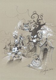 Alexis Nesme - Horrifikland - Commission Mickey & Goofy - Original art