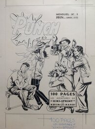 Atelier Chott - Atelier Chott Punch 5 Couverture Originale Planche N&B aventure Kiki Sprint Photo appareil journaliste , Petit Format SER 1958 - Couverture originale