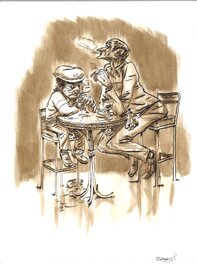 François Ravard - François Ravard - Scène de Bar - Original Illustration