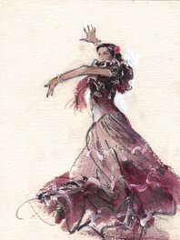 René Follet - Flamenco dancer - Illustration originale