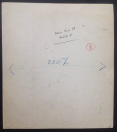 Le Verso de La Planche originale sur Papier épais au format entier : 28,5 X 32 Cm...avec indication....