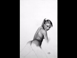 Jeune femme nue de dos Mine de plomb signée en bas à droite 58 x 37 cm