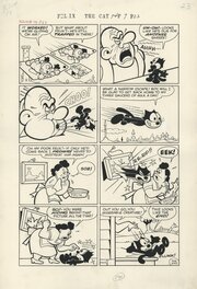 Joseph Oriolo - Felix the cat. Felix the cat, Issue 74 p.23. Encre de chine sur papier. 59x37 cm - Planche originale