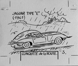 Stanislas - Jaguar type E - Illustration originale