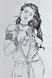 Jean-Marc Stalner - Jeune indienne au collier - Illustration originale