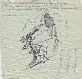 Victor De La Fuente - Boceto sobre el guión deshechado - Original art
