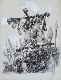 Paul Jeacock - Etendard Orc Warhammer - Original Illustration