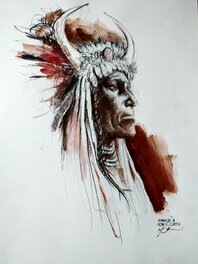 René Follet - Indien sachem - Original Illustration