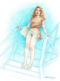 Betty descendant un escalier - Illustration