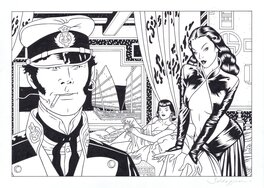 Roberto Baldazzini - Corto Maltese meets the Dragon Lady by Roberto Baldazzini - Original Illustration