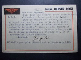 Rob-Vel - 02 b / Année 1942 / Carte du C.S.A. Club Spirou Aviation, signée par Jean DOISY. - Œuvre originale