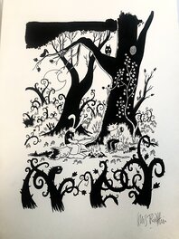 Lewis Trondheim - Lapinot au clair de lune - Original Illustration