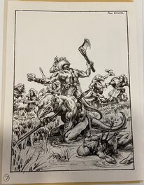 Paul Bonner - Games Workshop, Warhammer Fantasy Fimir Vs Elf - Planche originale