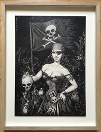 Dessin encadré verre musée / Cadre chêne clair. Dessin encadré verre musée / Cadre chêne clair.