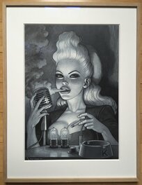 Dessin encadré verre musée / Cadre chêne clair. Dessin encadré verre musée / Cadre chêne clair.