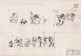 André Franquin - Gaston - planche au crayon pour une bande dessinée publicitaire - Comic Strip