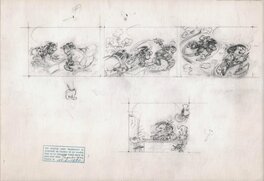 André Franquin - Gaston - planche B au crayon pour une bande dessinée publicitaire - Planche originale
