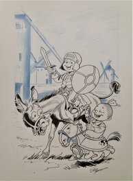 Jeff Broeckx - Klein Suske en Wiske as Don Quixote and Sancho - Original Illustration