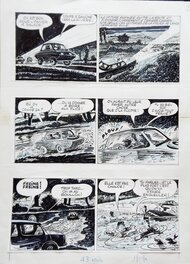René Pellos - Avant dernière planche de Pellos " Pieds Nickeles Banquiers " - Comic Strip