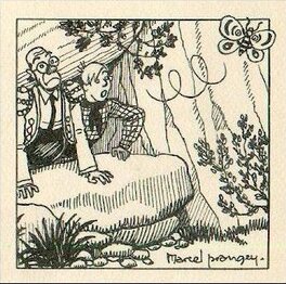 La Dernière Case avec nos 2 héros et le papillon.... , signée par Marcel Prangey La Dernière Case avec nos 2 héros et le papillon.... , signée par Marcel Prangey