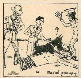 Detail de La dernière Case de la planche 2 avec Le Chien Noir.....signée Marcel Prangey Detail de La dernière Case de la planche 2 avec Le Chien Noir.....signée Marcel Prangey