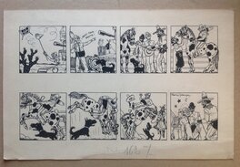 Prangey Planche Originale 5 Oncle Mitouflard Chasse Papillon Cheval Rodéo etc..., Album BD Genre Tintin Éo Année 30 pour NESTLÉ