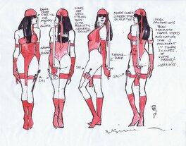 Bill Sienkiewicz - Elektra Statue design art by Bill Sienkiewicz - Original art