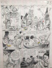 René Follet - Ikar . Le petit prince barbare  .Crayonné de la planche 23 - Original art