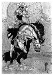 Philippe Bringel - Blackfoot - le cheval se cabre - Illustration originale