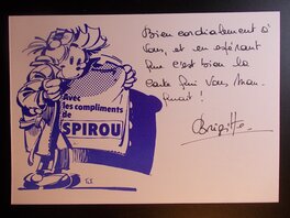 Janry - 41 / Année 1988 / Carte manuscrite d'une secrétaire de la Rédaction de Spirou à un lecteur du Journal. - Œuvre originale