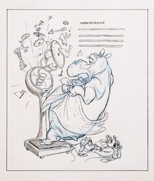 Daan Jippes - Alphabet: Hippopothamus - Illustration originale