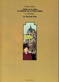 Quatrième plat de l'édition originale de ' Le Démon de la Tour Eiffel' album publié chez Casterman en janvier 1976