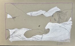 Leone Frollo - Nu - la belle endormie - Original Illustration