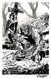 Mike Perkins - Swamp Thing & Death (of the Endless) Laying to Rest the Remains of Alec Holland - Original Illustration