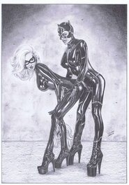 Tim Grayson - Catwoman et Black Cat - Illustration originale