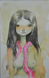 Tony Sandoval - The Pink Snake Girl 2020 - Illustration originale