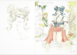 Leone Frollo - Biancanieve . Dessin original couleur - Planche originale