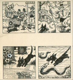 Detail des 4 Premières Cases....,avec un Milou noir... Detail des 4 Premières Cases....,avec un Milou noir...