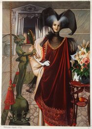 Keleck - Kelek ( Keleck ) Blanche Neige , La Reine dans son Palais , Blanche-Neige 1 Conte de Grimm . - Illustration originale