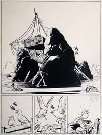 Planche originale - 1990 - Thédore Poussin : Le Trésor du Rajah Blanc - Brisants -