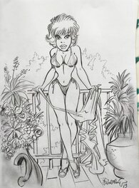 François Walthéry - Natacha en bikini - Illustration originale