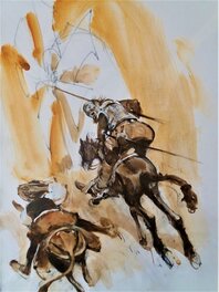 René Follet - Don Quichotte & Sancho Panza - Illustration originale