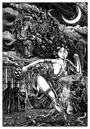 Raúlo Cáceres - Julio Romero vs Lovecraft - Original Illustration