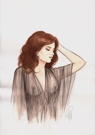 Laurent Paturaud - Transparences - black dress girl - Original Illustration